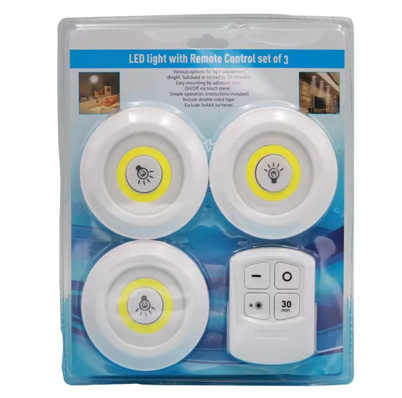 LUZ LED CON CONTROL REMOTO (Incluye pilas)